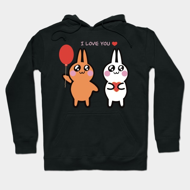 I love you bunny rabbits Hoodie by Catphonesoup